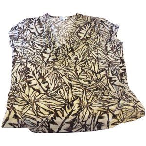 Tan Foliage Print Top